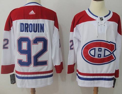 Adidas Canadiens #92 Jonathan Drouin White Road Authentic Stitched NHL Jersey